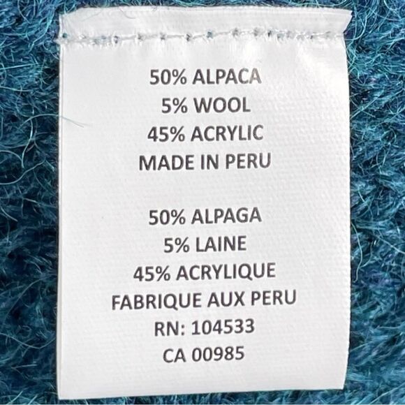 Nanette Lepore Alpaca Wool Blend Blue Fringe oversized Cardigan Sweater Sz XS/S - Picture 5 of 8